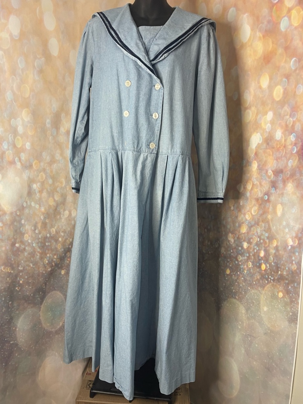 VINTAGE Laura Ashley 100% Cotton Sailor Collar Dress size 12